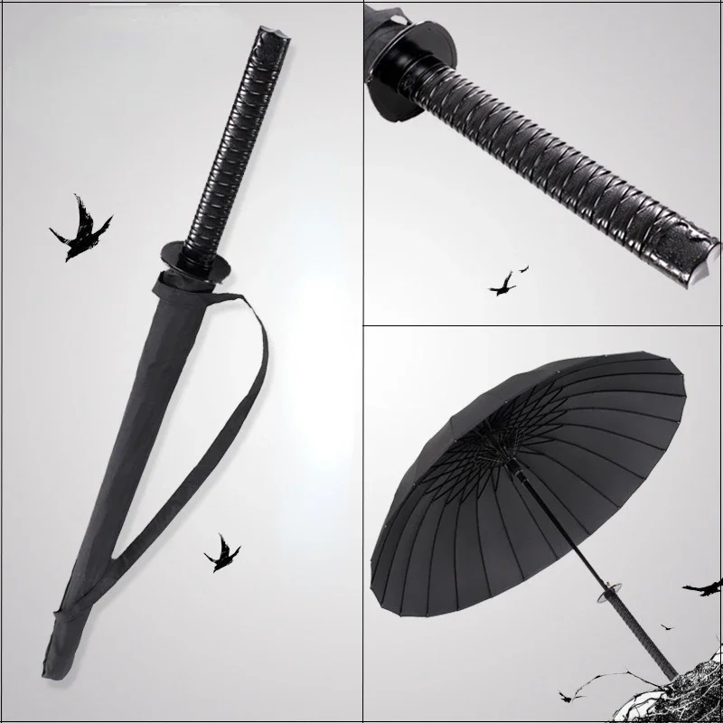 

Warrior Automatic Samurai Umbrellas Sword Black Long Rain Ninja-like Removable Handle Creative Rainproof Home Umbrella Japanese