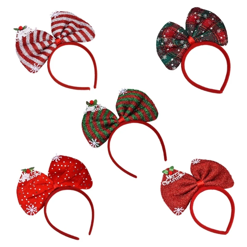 

2024 Christmas Decoration Headband New Year Celebration Big Bow Headwear Hair Decoration Headbands for Holiday Party