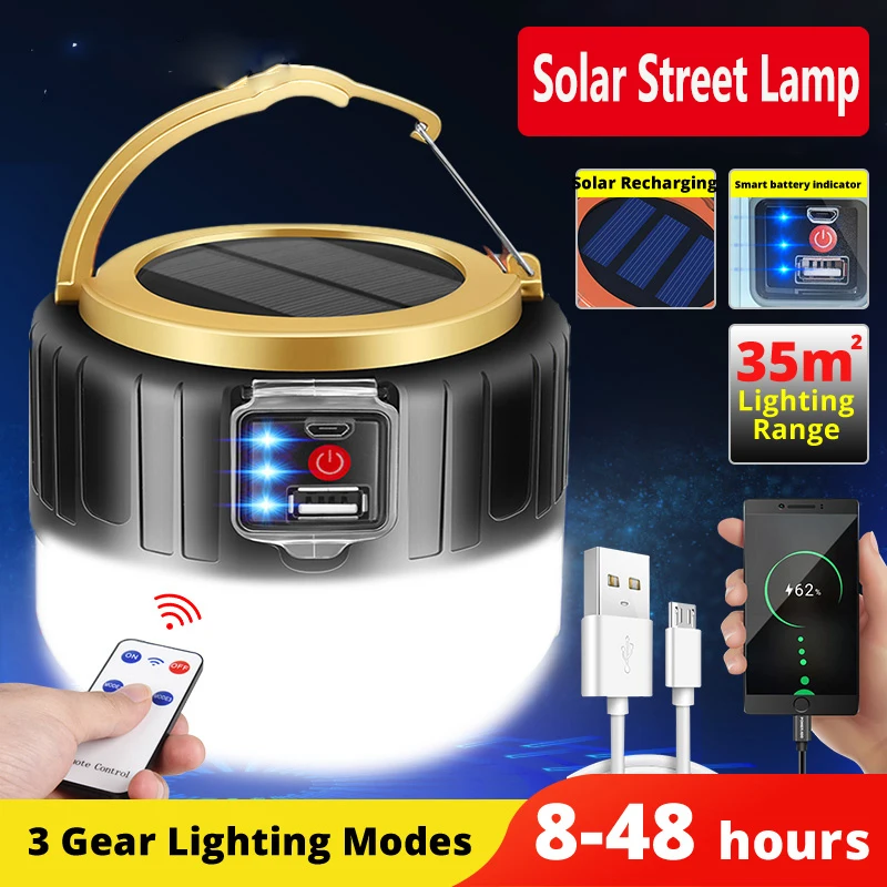 Portable Solar light USB Rechargeable Super Bright Searchlights Solar power LED Work light Lanterns Night light Emergency Light