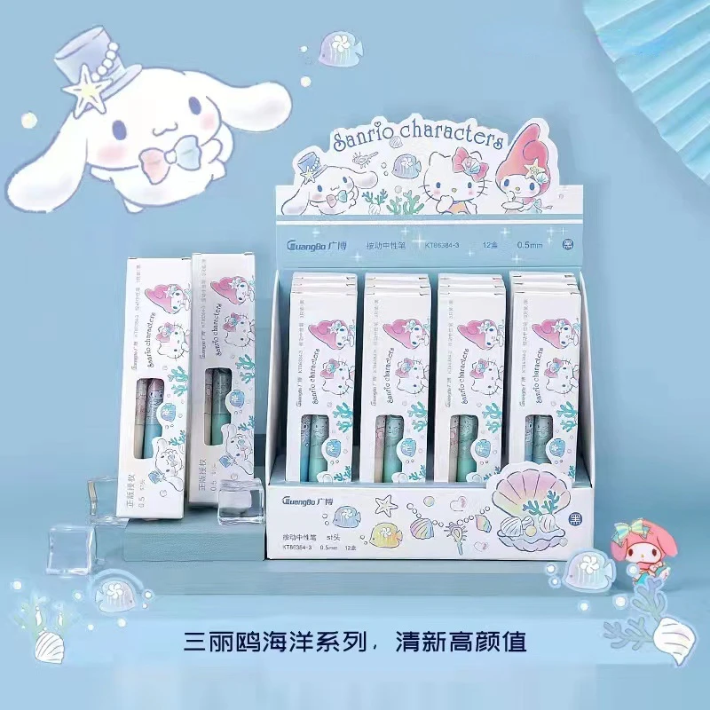 

36pcs/full box Sanrioed Kawaii Anime Cartoon series HelloKitty High-value cute girl neutral pen blind box learning stationery