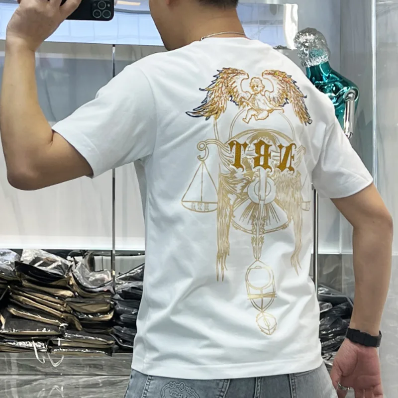 

High Quality Summer Round Neck Lion Head Embroidered Short Sleeve T-Shirt Men's Casual Fashion Streetwear Tops Tees Men Clothing