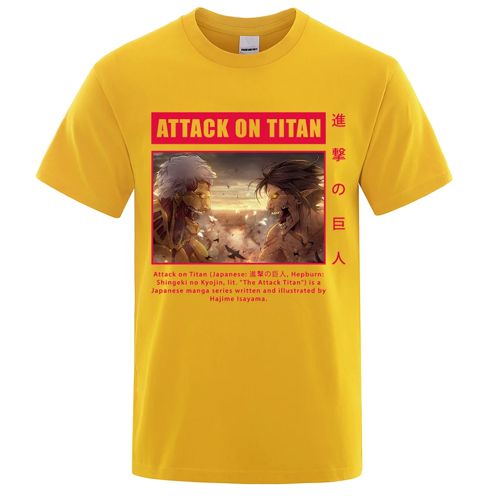 

Attack On Titan Anime Print Tshirts Men Harajuku Oversize Tops Breathable Summer Tee Clothing Street Brand Cotton T Shirts