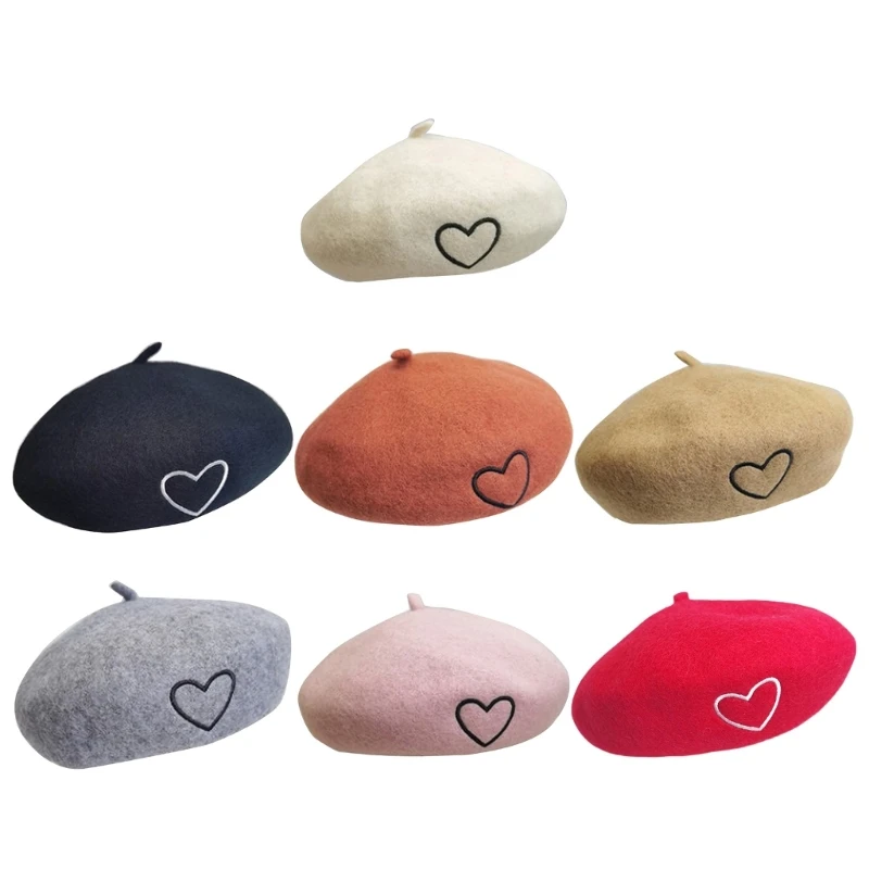 

Kids Artist Painter Cap Bonnet Fashionable Hat with Heart Pattern for Girl
