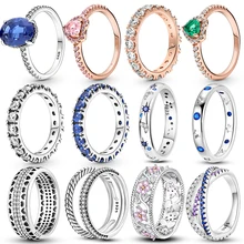 2023 New Rings For Women 100% 925 Sterling Silver Star Moon Colorful Zircon Rings Fine Wedding Engagement Birthday Jewelry Gifts