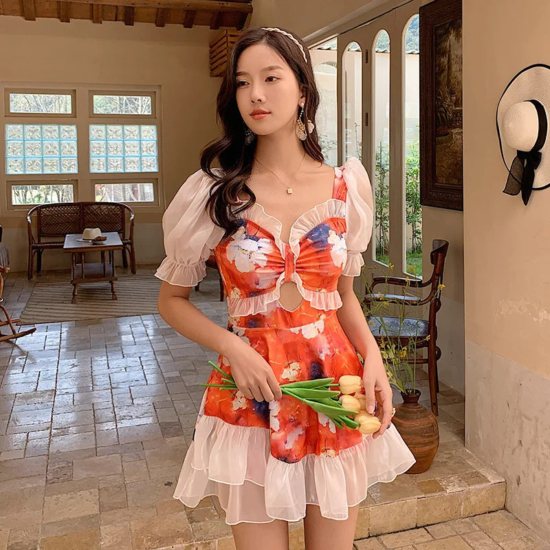 

Sexy Women High Waist Swim Bath Suit 2023 New Korean One Piece Swimsuit Woman Swimwear Monokini Swimming Swimskirt