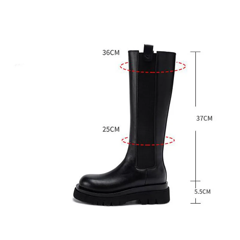GCYCG Brand 2023 Genuine Leather Knee High Boots For Women Thick Heeled Autumn Winter Warm Shoes Woman High Motorcycle Boots