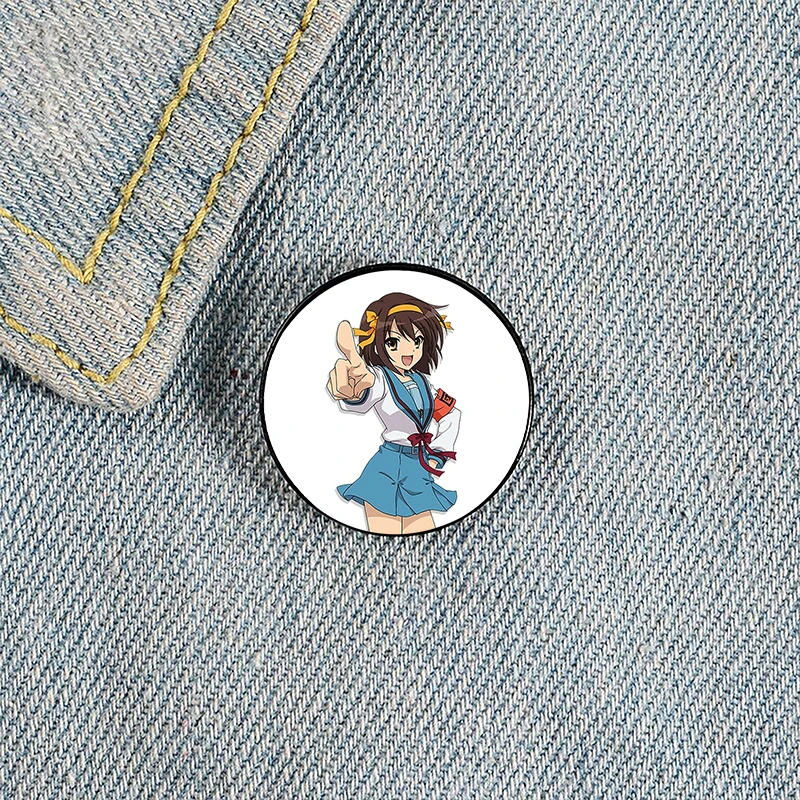 

Haruhi Cartoon Printed Pin Custom Funny Brooches Shirt Lapel Bag Cute Badge Cartoon Cute Jewelry Gift for Lover Girl Friends