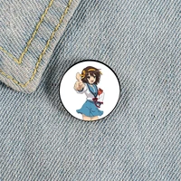 haruhi cartoon printed pin custom funny brooches shirt lapel bag cute badge cartoon cute jewelry gift for lover girl friends