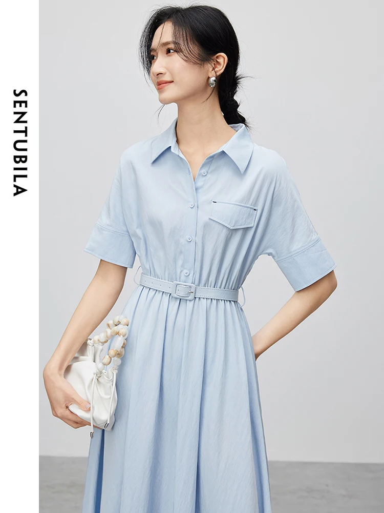 Женское прямое платье-рубашка SENTUBILA