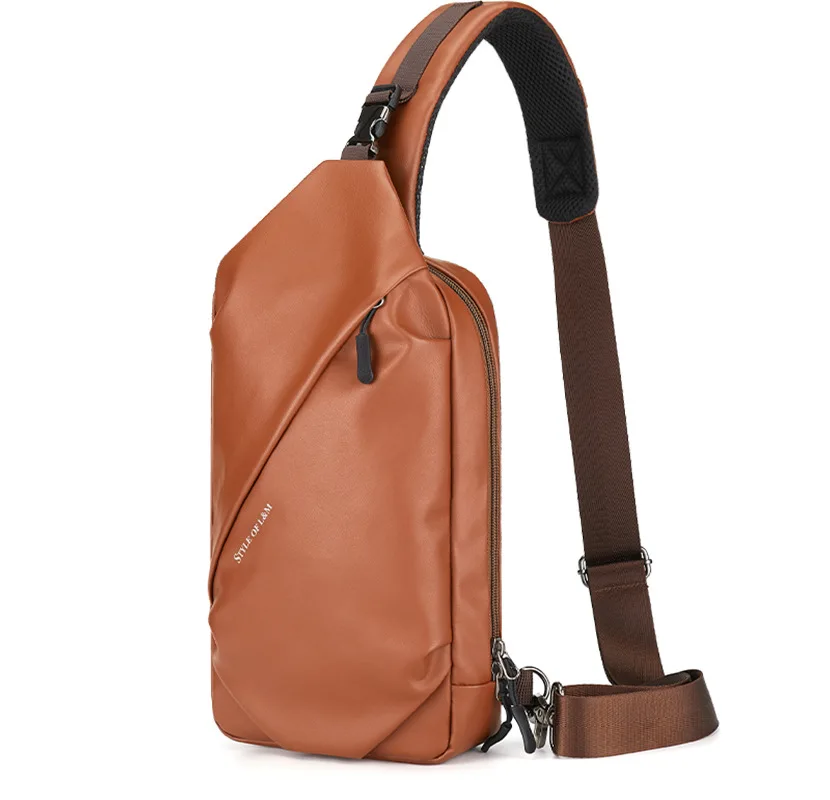 New men's chest bag Men's fashion casual single shoulder crossbody bag waterproof microfiber leather small backpack lightweight