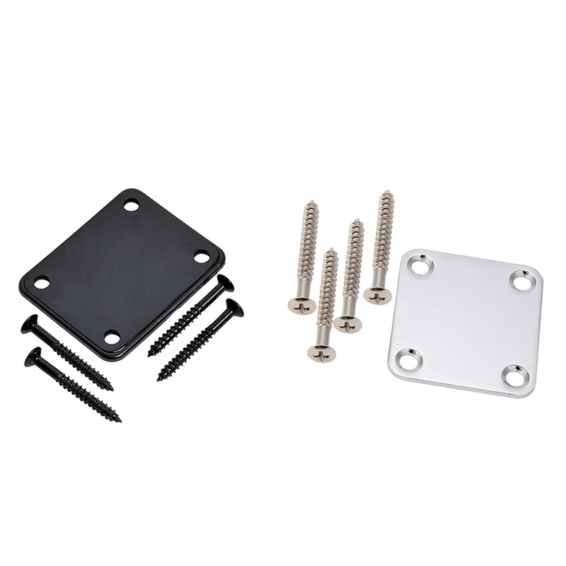 

Качественная накладка на шею для электрогитары, 2 комплекта, с винтами для высокоточной гитары Strat Tele, Jazz Замена баса-Chrome & Black