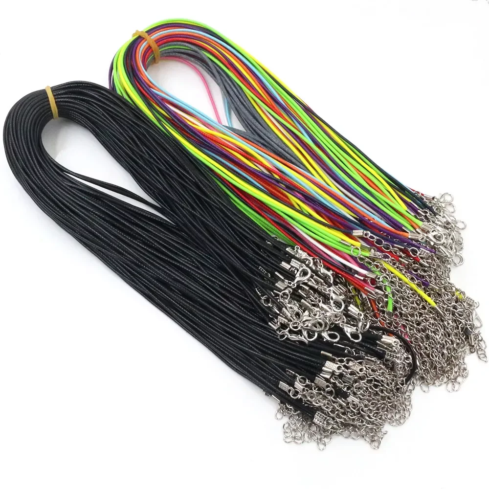 

Leather 20pcs/Lot Adjustable Braided Rope Necklaces & Pendant Charms Findings Lobster Clasp String Cord