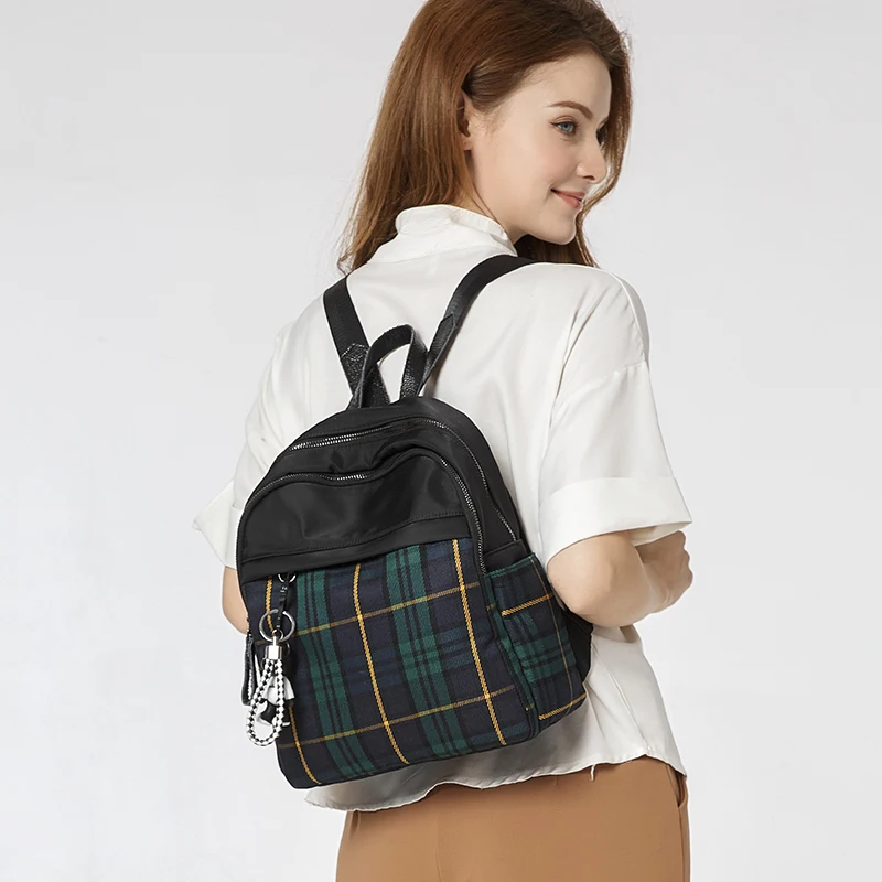 School Backpack for Girl Student Book Bags Teenager Plaid Schoolbag Small Kawaii Backpacks Women Cute Back Bag Waterproof Canvas