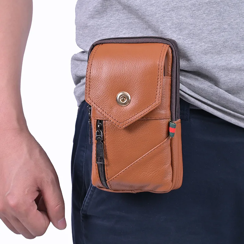 

Men's Genuine Leather Waist Packs Phone Pouch Bags Men Handbag Bag Small Chest Shoulder Belt Bag Crossbody Bags Outdoor Case