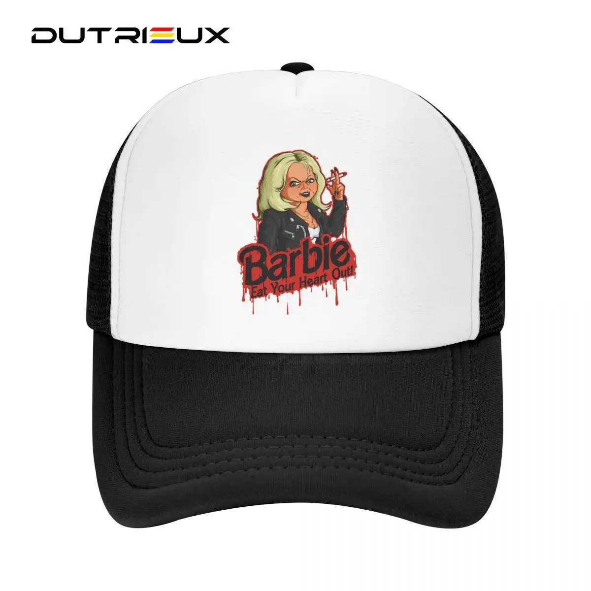 

DUTRIEUX Fashion Unisex Eat Your Heart Out Trucker Hat Adult Bride Of Chucky Baseball Cap Women Men Sports Snapback Hats