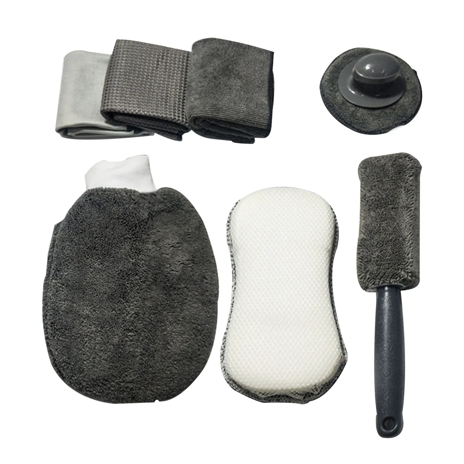 

8pcs Tire Brush Pad Detailing Washing Portable Glass Cloth Household Car Cleaning Set Micro Fiber Interior Exterior Reusable