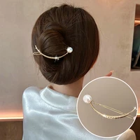 fashion pearl butterfly shine arc hairpin clip frog buckle back of head female geometric hairpin women girls hair accessories