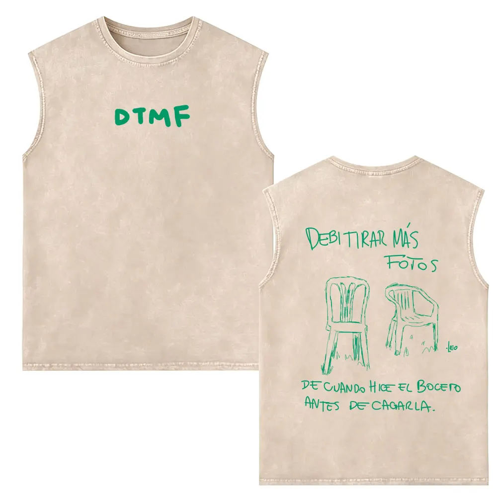 Фото Майка-безрукавка Rapper Bad Bunny Washed Sleeveless Vest Tshirt Debi Tirar Mas Fotos DTMF, модная уличная одежда в стиле хип-хоп для мужчин и женщин №5