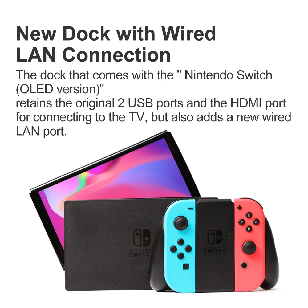 Nintendo Switch OLED Model Video Game Consoles 7 Inch OLED Touch Screen White set Blue and Red Joy Con set 64GB Internal Storage