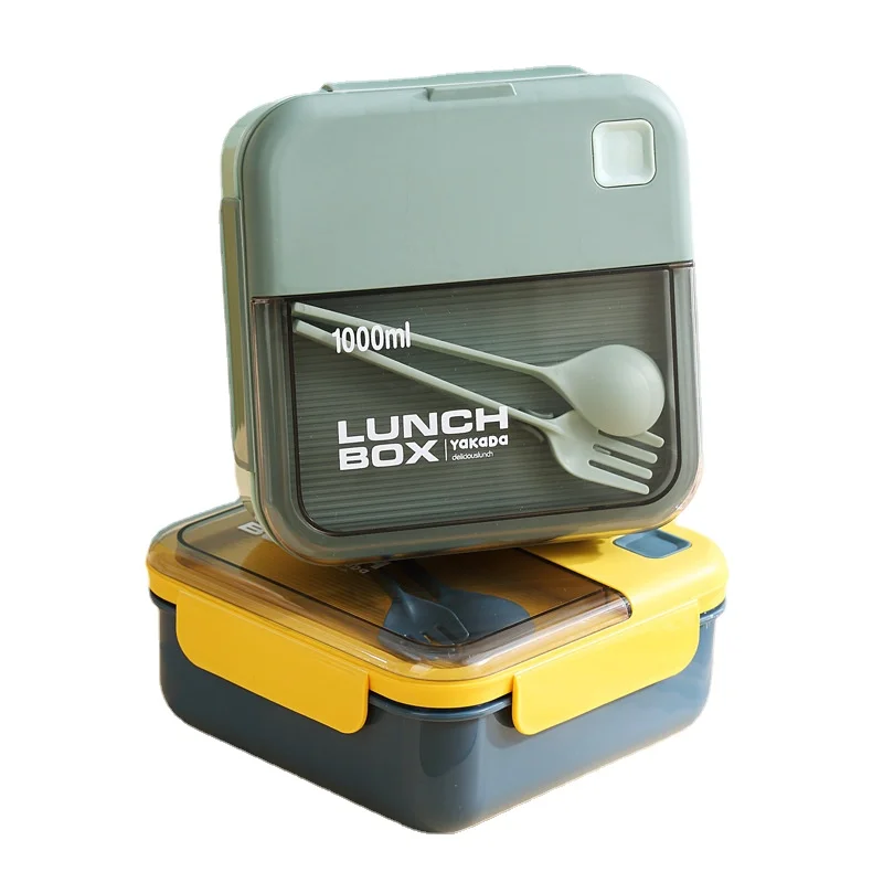 

1L/1.1L Lunch Box Plastic Bento Box Lunchbox For Office School Portable Breakfast Picnic Container Meal Prep Flatware Dinnerware