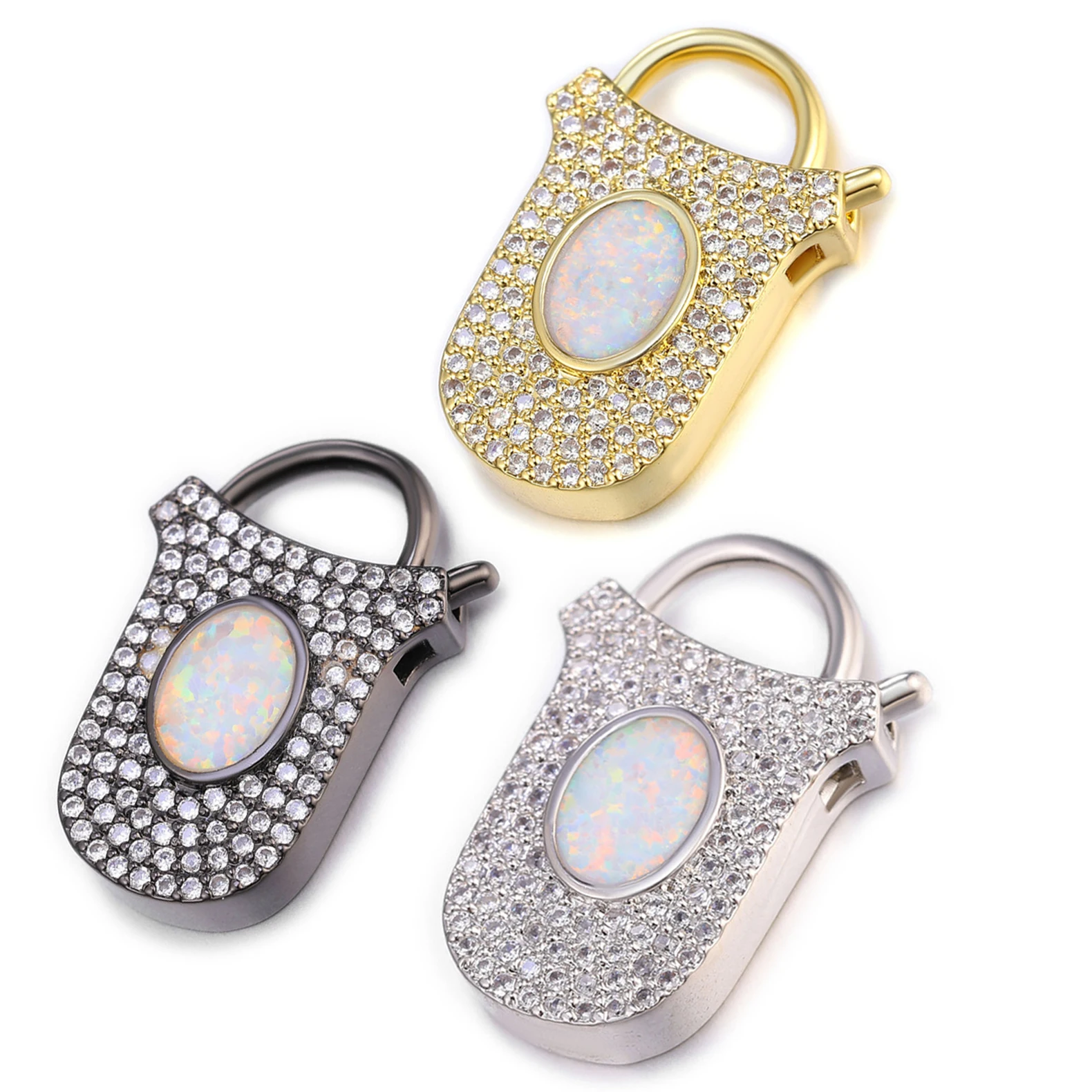 

Cubic Zirconia Fastener Clasps Hooks for Jewelry Making Copper Gold Plated Heart Shape Locks for Bracelet Diy Handwork Findings