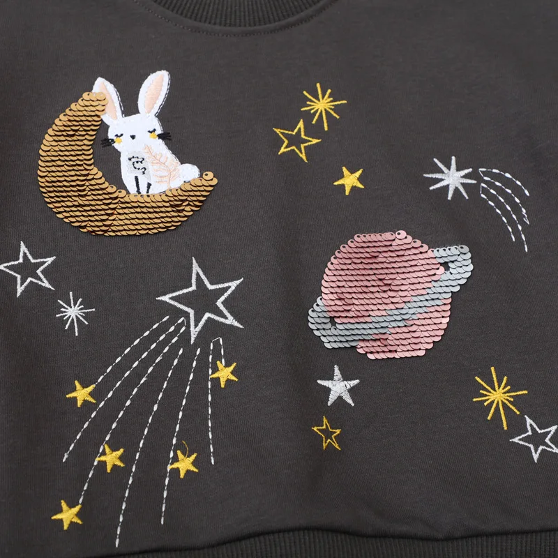 Платья для девочек с длинным рукавом луна кролик звезды