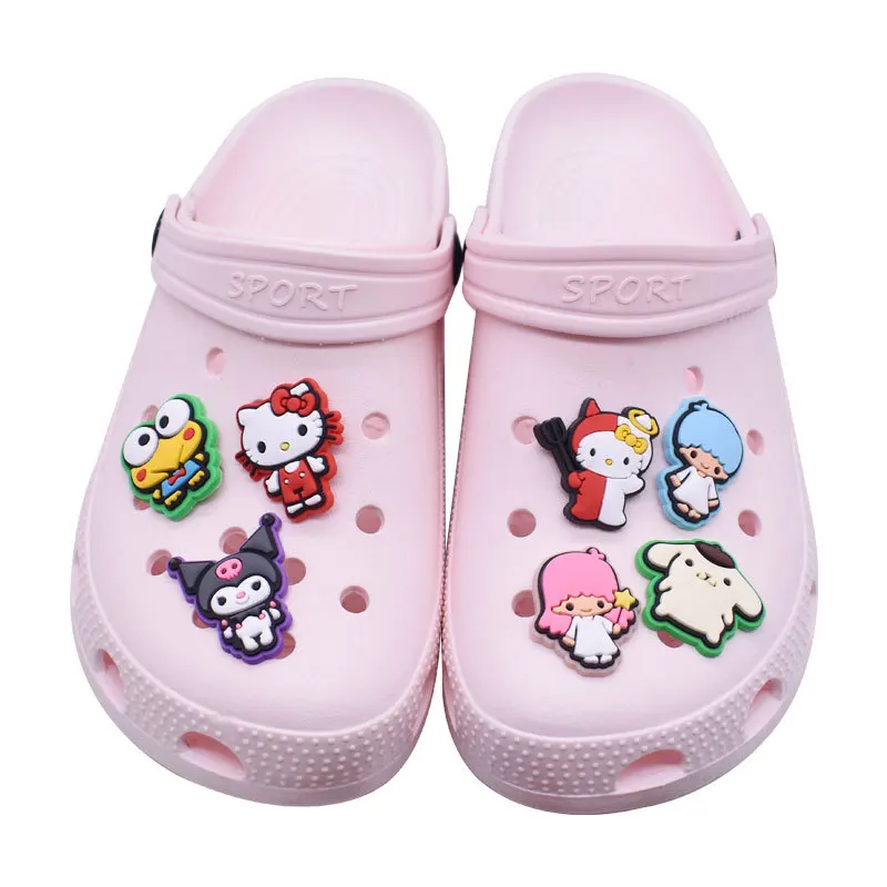 

Kawaii Hello Kitty Kuromi My Melody PVC Soft Rubber Hole Shoes Decorative Buckle Accessories Cute Cartoon Shoes Accessories 1PCs