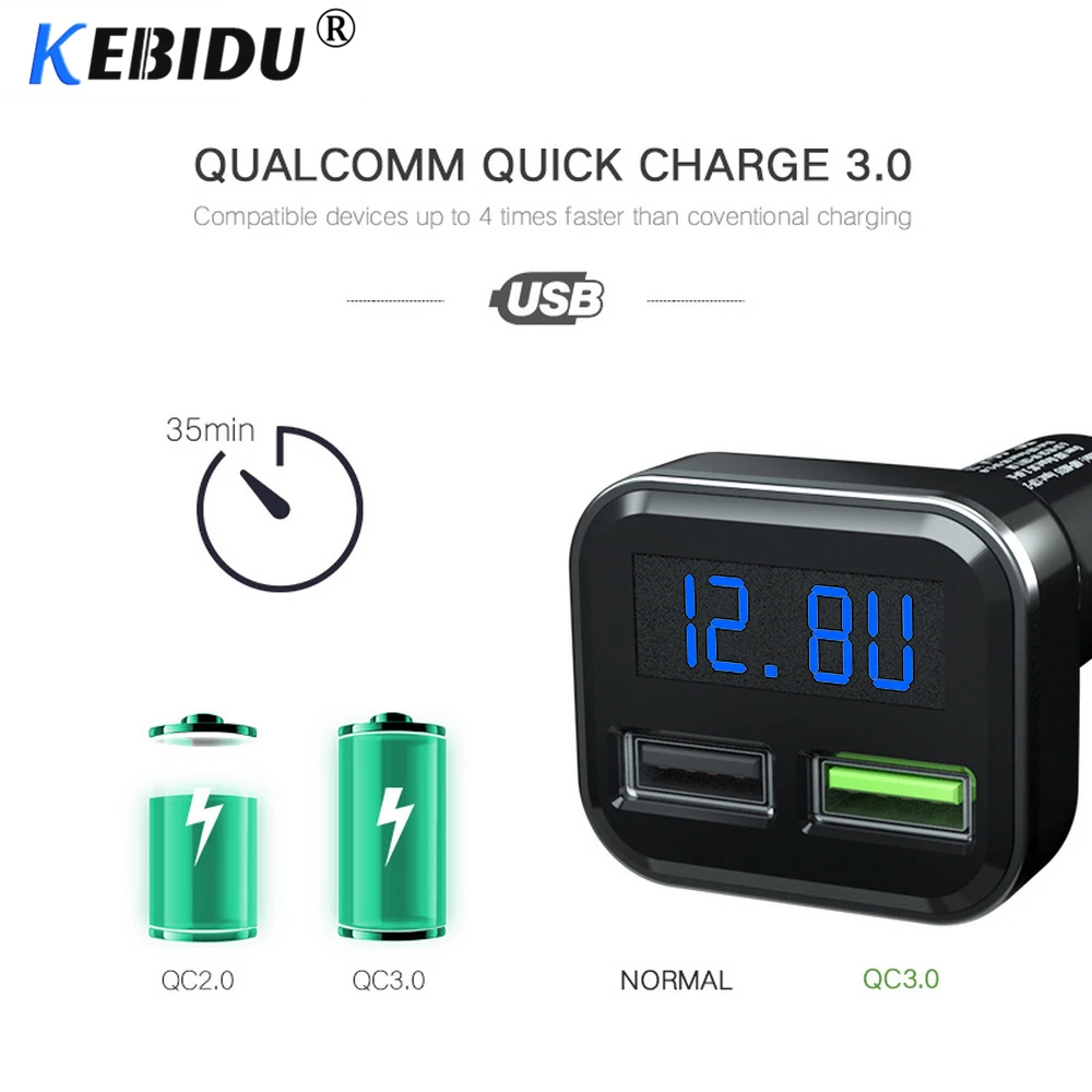 Автомобильное зарядное устройство KEBIDU с двумя USB-портами для планшетов GPS 4.8A