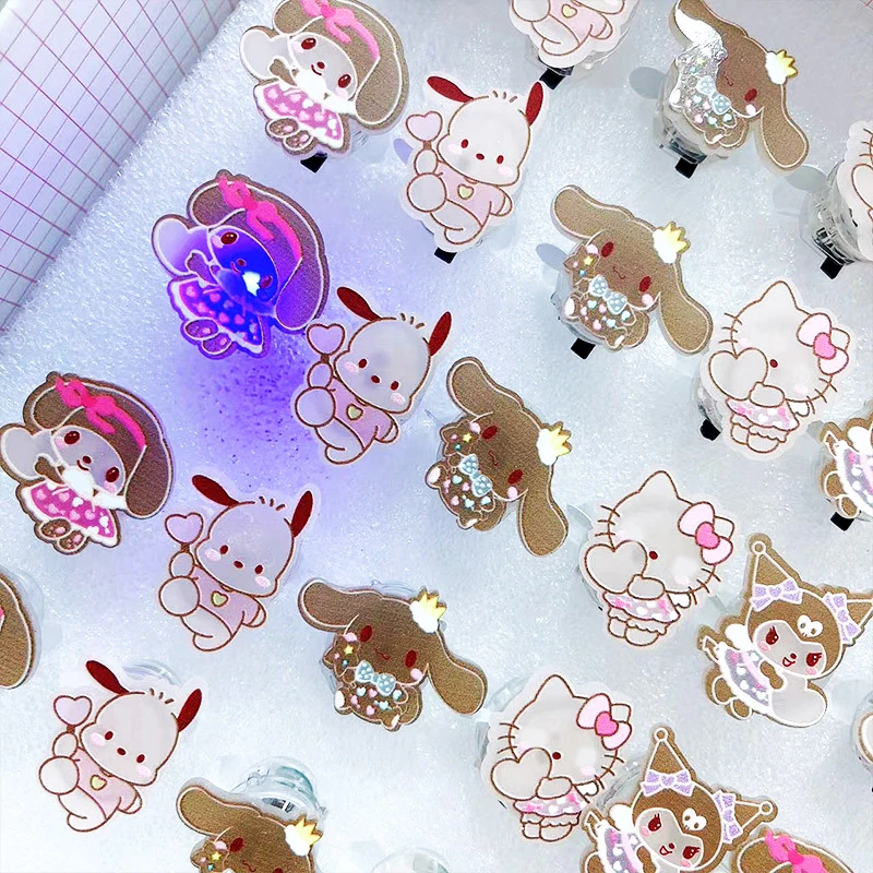 

Sanrio Hello Kittys Illuminated Ring Kawaii Kuromi My Melody Anime Student Jewelry Hand Ornaments Toy Girls Christmas Gifts