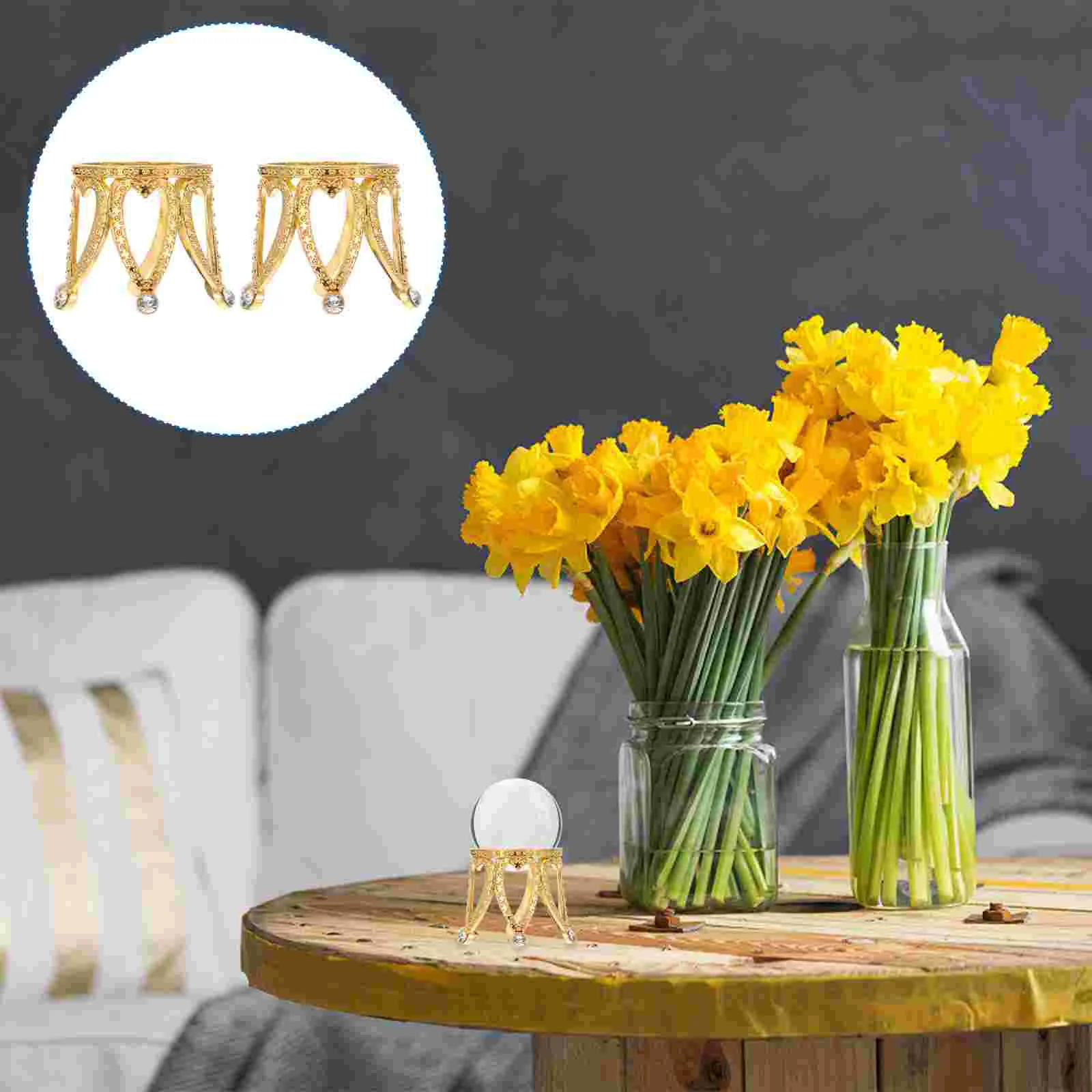 

2 Pcs Crystal Ball Base Metal Brackets Sphere Base Decorations Abalone Shell Stand Base Decor Zinc Alloy Sphere Display Holder