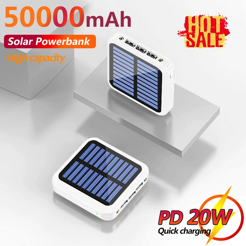 

50000mAh Large Capacity Mini Solar Power Bank Phone Charger Portable Fast Charging External Battery for IPhone Xiaomi Samsung