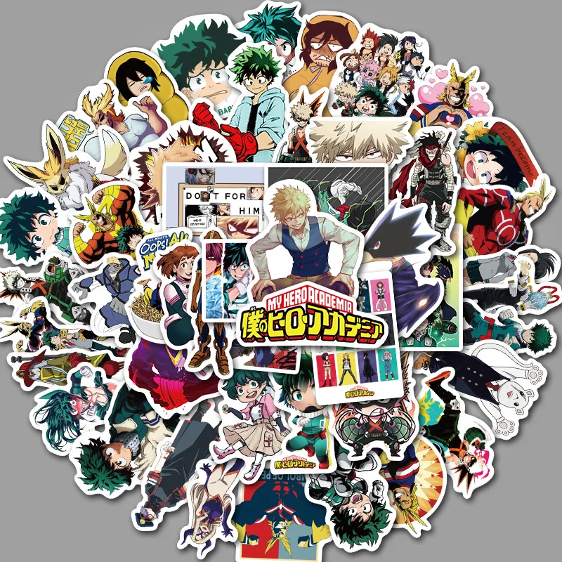 

50pcs My Hero Academia Stickers Suitcase Laptop Skateboard Izuku Midoriya Might Boku No Hero Academia Anime Character Decals