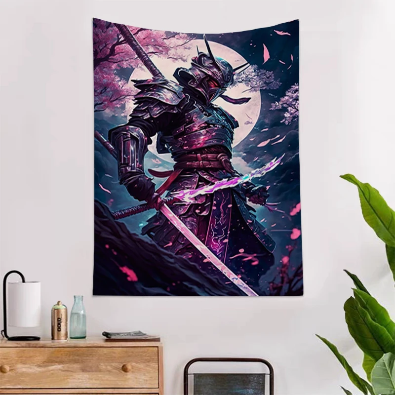

Wallpaper Tapestry Boho Japanese Samurai Psychedelic Hippie Decoration Home Decor Wall Hanging Room Decors Aesthetic Tapestries