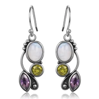 silver wedding moonstone drop earrings for women fine jewelry earring girls party engagement gifts