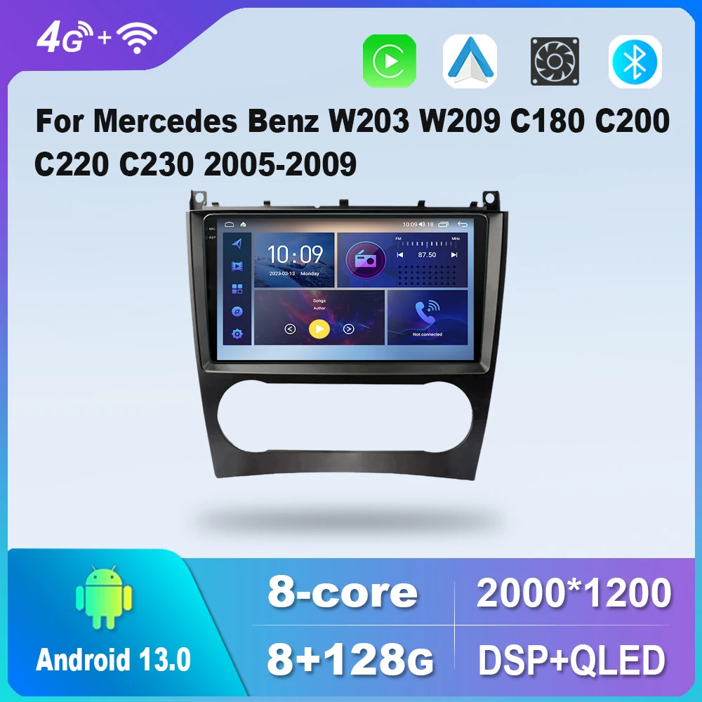 Android 12.0 For Mercedes Benz W203 W209 C180 C200 C220 C230 2005-2009 Multimedia Player Auto Radio GPS Carplay 4G WiFi