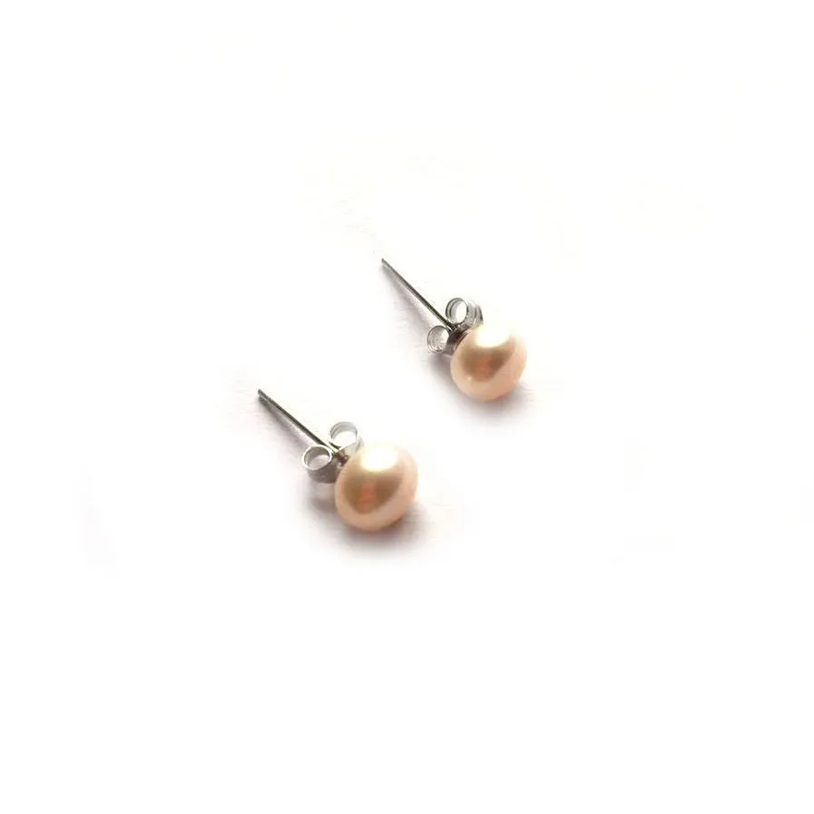 

5A Genuine Pearl Hole Earrings-Earbob S925 Sterling Silver Natural Crystal