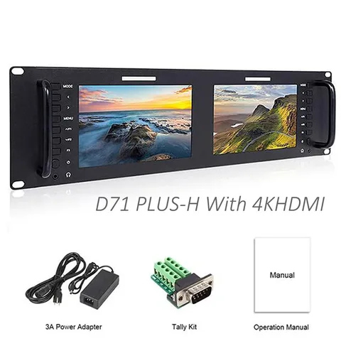 Feelworld D71 PLUS Dual 7 "3RU стоечный монитор 4K HDMI SDI 1920x1200IPS качество вещания