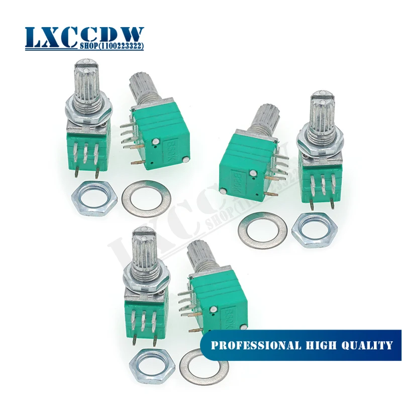 

5pcs RV097NS 50K 10K 100K single linked potentiometer B50K B10K B100K with a switch audio 8pin shaft 15mm power amplifier