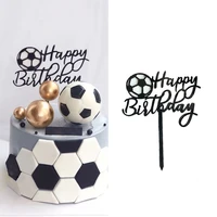 football theme party cupcake topper happy birthday cake topper flage for kids boy birthday party cake decors supplies