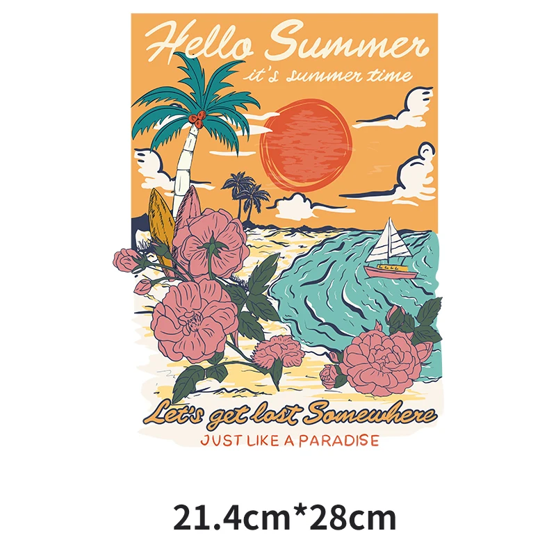 Модный и красивый волнистый пейзаж lron на тепловой печати наклейка DIY Одежда