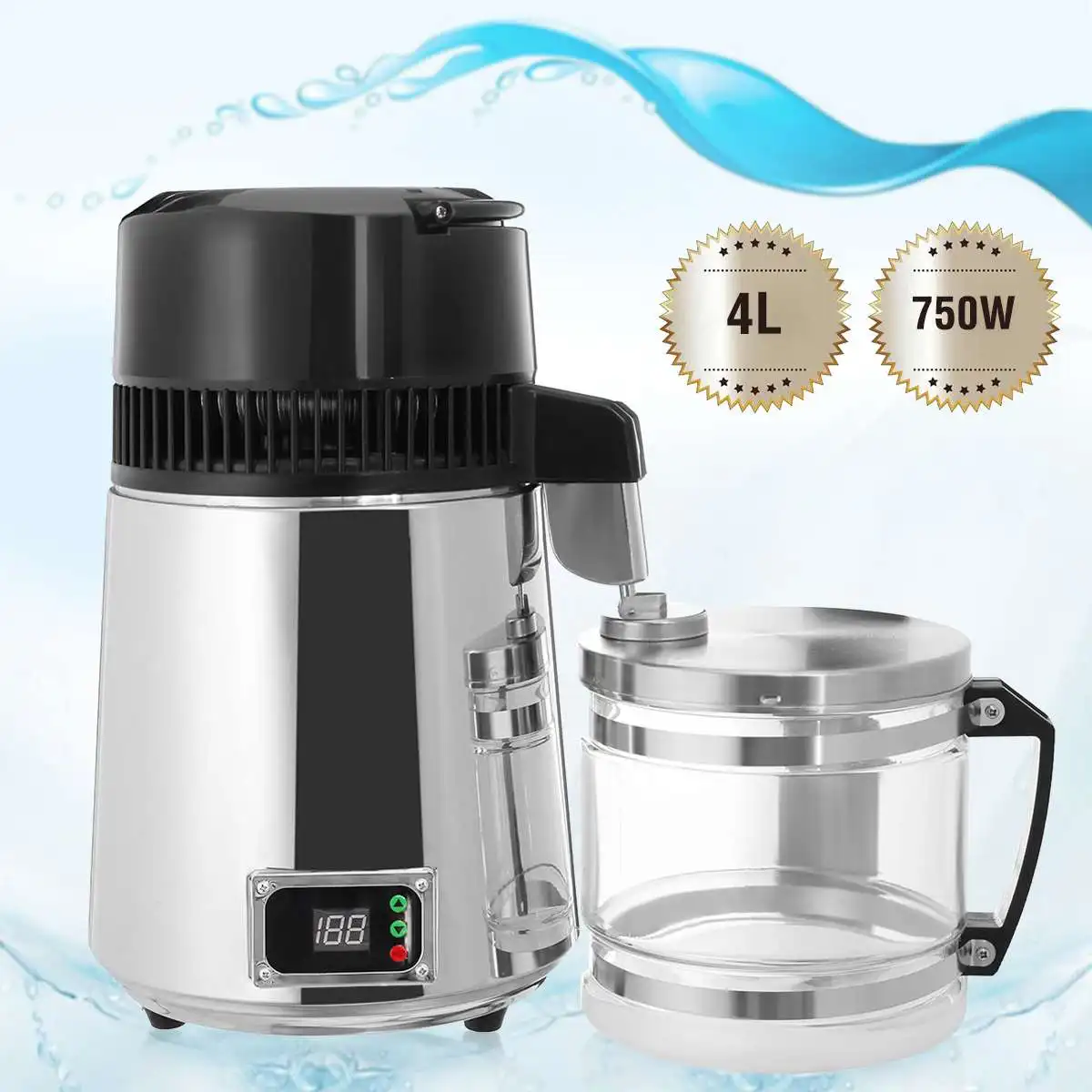 

4L Pure Water Filters Distiller Electric Stainless Steel Household Water Purifier Container Filter Distilled Water Machine