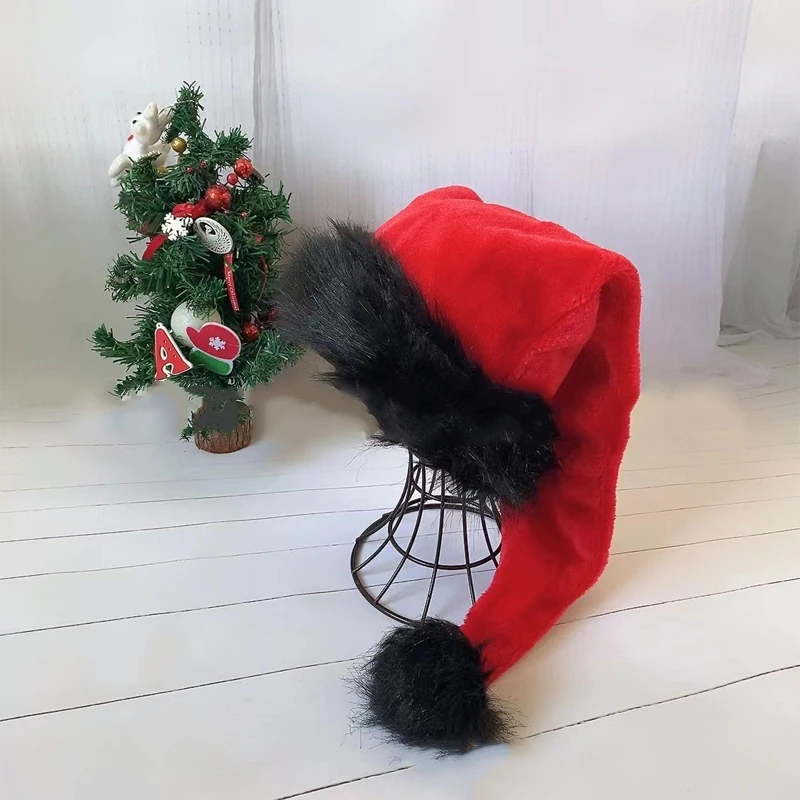 

Рождественская шапка Санта Клауса плюшевая красная