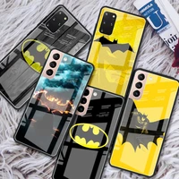 tempered glass case for samsung galaxy s22 ultra s21 plus s20 fe s10 s9 s8 s10e note 20 10 lite 9 phone cover cool batman logo