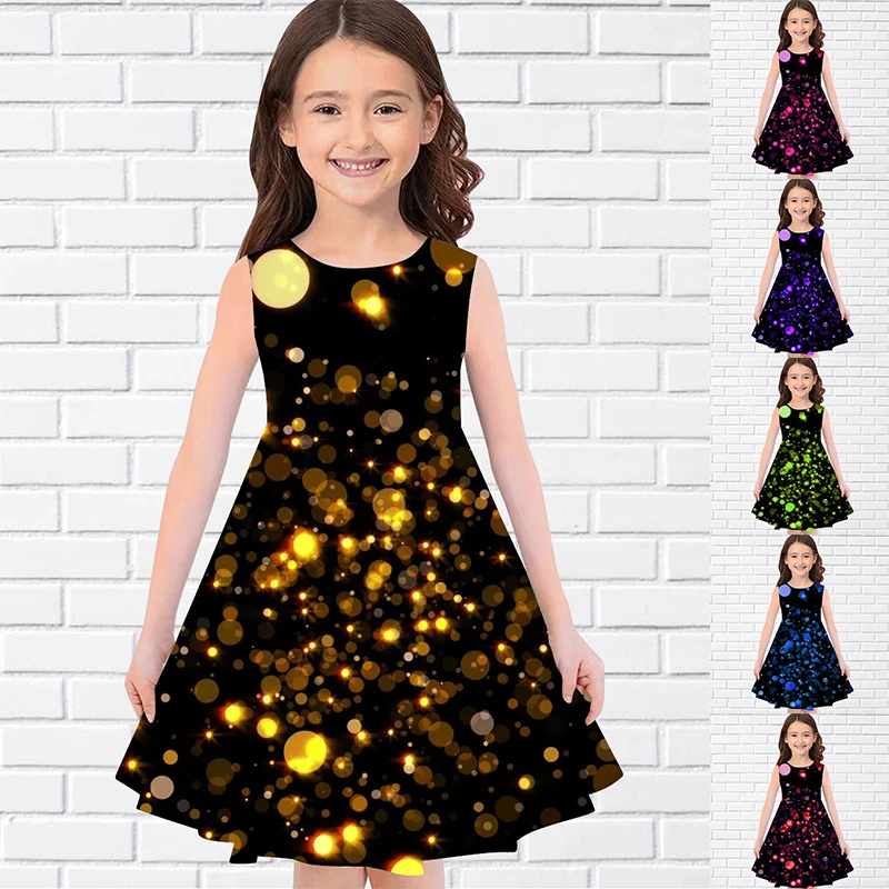 

Girls 3D Print Dresses Kids Girl Party Sleeveless Princess Dress Tank 3D Print Pretty Butterfly Dress