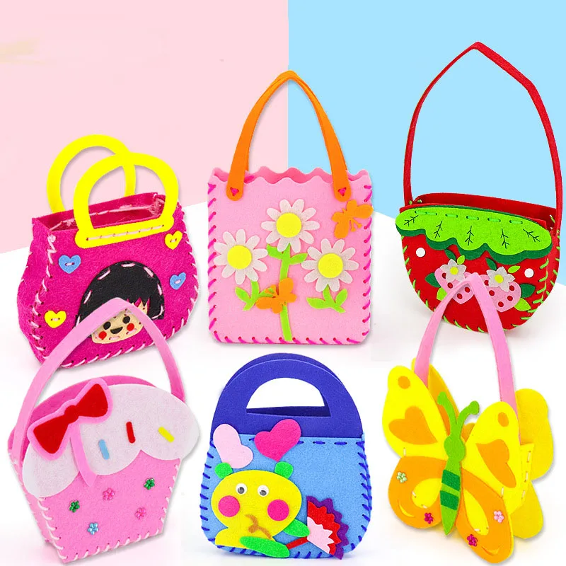 

Backpack Craft Material Package Home Hands-on Gift Aids 3PCS Children Non-woven Felt DIY Cartoon Hand Bag Handmade Toy Small