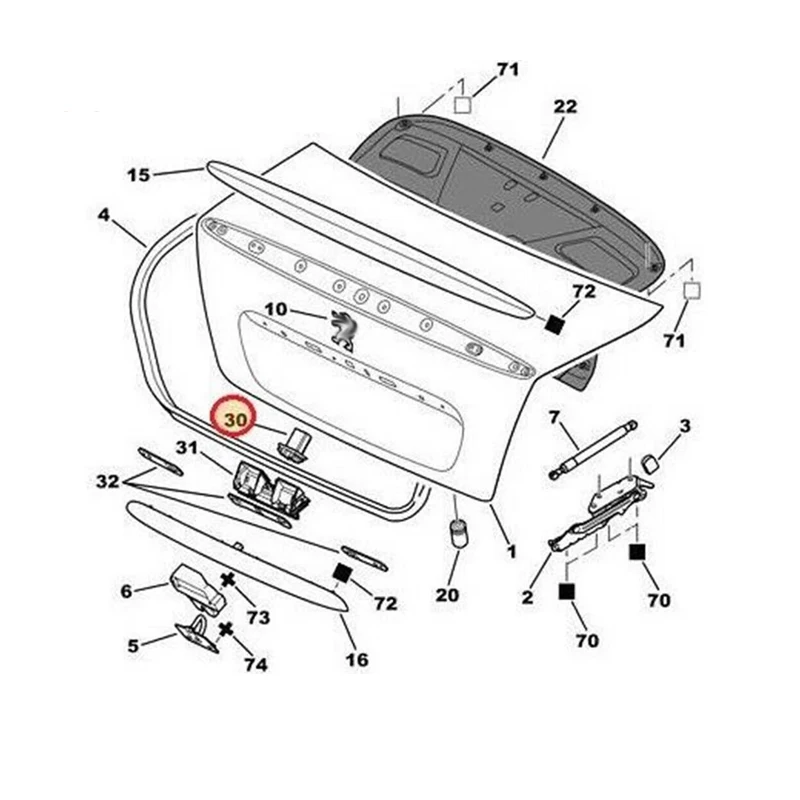 6554V5 для Peugeot 206 207 307 308 Citroen C3 C4 Xsara Berlingo замок багажника переключатель спуска задней