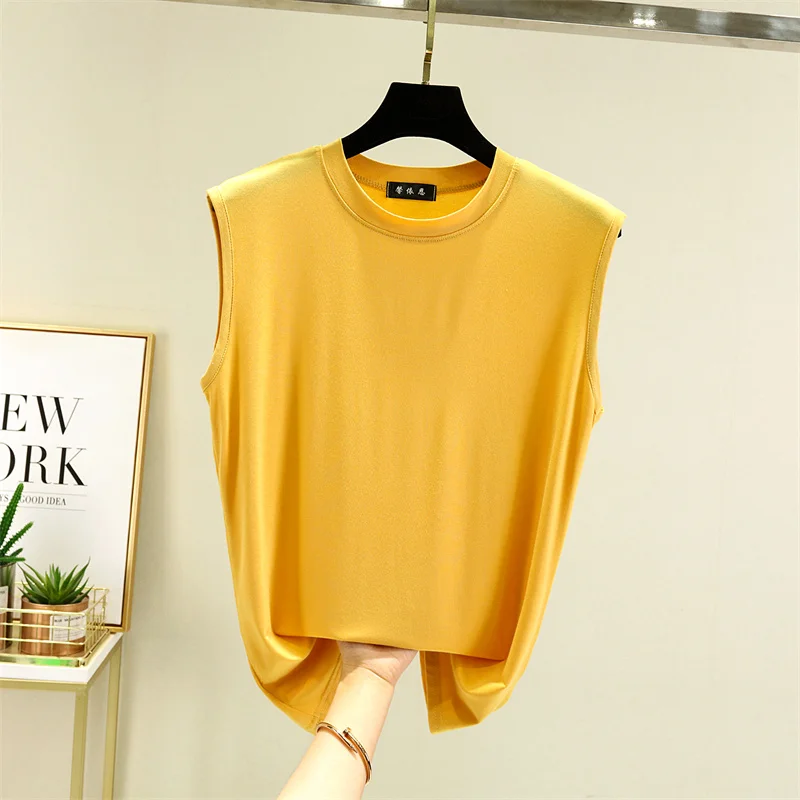 Женский Тонкий жилет из модала летний свободный Приталенный топ с круглым