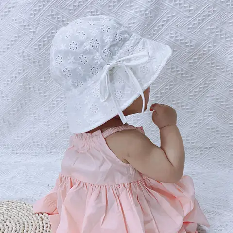Панама летняя детская с цветочной вышивкой, шляпа от солнца в рыбацком стиле, дышащая пляжная шапка принцессы для маленьких девочек