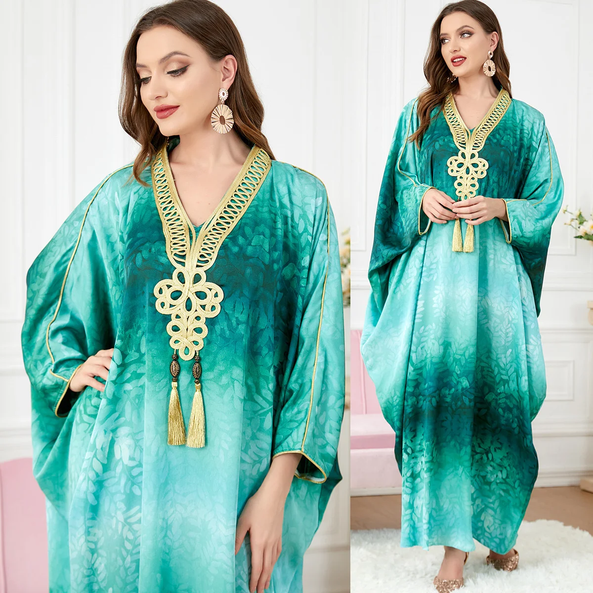 

Мусульманское женское платье с длинным рукавом летучая мышь