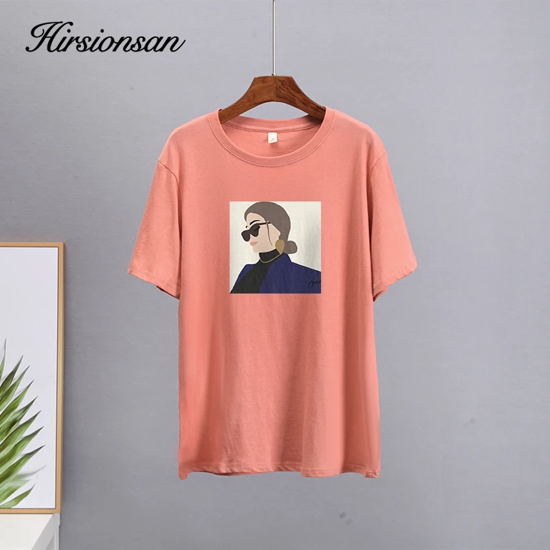 Футболка Hirsionsan женская с принтом персонажа Элегантный Повседневный хлопковый